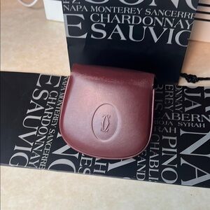Cartier Burgundy Leather Coin Pouch